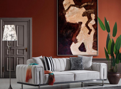 Wunnzëmmer Gri Sofa Couch Drësëtzeger Modern Polstersofa Nei Sëtz Miwwelen